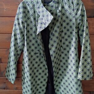 Banana Republic Geometric Green and Black Trench Coat